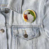 Realistisch schilderij van Quaker Parrot Ronde Button 5,7 Cm (In situ)