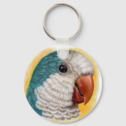 Realistisch schilderij van Quaker Parrot Sleutelhanger (Voorkant)