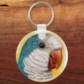 Realistisch schilderij van Quaker Parrot Sleutelhanger (Voorkant)