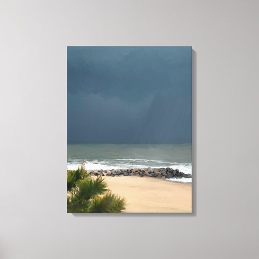 Realistisch seizoenskapje Delaware Beach Rain Canvas Afdruk (Voorkant)