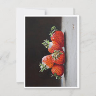 Realistisch stilleven met aardbeien in olieverf briefkaart