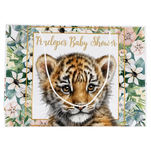 Realistisch Tiger Cub Genderneutraal Baby shower Groot Cadeauzakje (Achterkant)