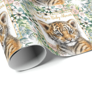 Realistisch Tiger Cub gepersonaliseerd Baby shower Cadeaupapier