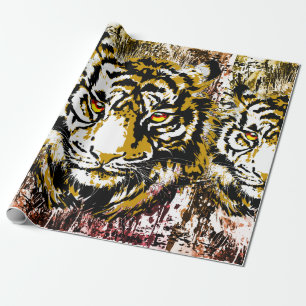 Realistisch tijger - Retro Tiger - Verpakkingspapi Cadeaupapier