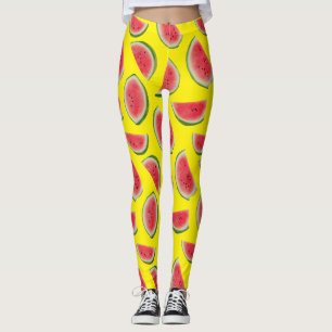 Realistisch watermeloenschijfpatroonontwerp leggings