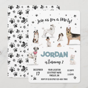 Realistisch Waterverf Honden Birthday Party, elke  Kaart