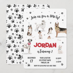 Realistisch Waterverf Honden Birthday Party, elke  Kaart