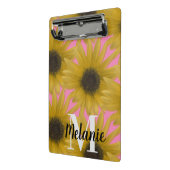 Realistisch zonnebloem Aangepaste monogram roze Mini Klembord (Angled2)