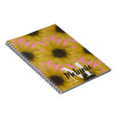 Realistisch zonnebloem Aangepaste monogram roze Notitieboek (Rechterzijde)