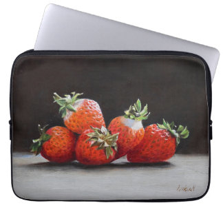 Realistische Aardbeien Stilleven Olie Schilderij Laptop Sleeve