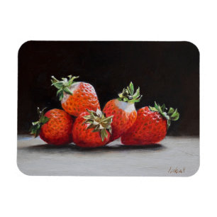 Realistische Aardbeien Stilleven Olie Schilderij Magneet
