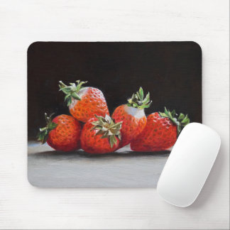 Realistische Aardbeien Stilleven Olie Schilderij Muismat