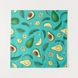 Realistische avocado: zomervoedselpatroon wandkleed