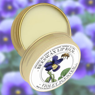Realistische Bee en Viola Odorata Violet Lip Balm Ronde Sticker