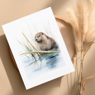 Realistische Bever bij het Water - Wildlife Greeti Briefkaart