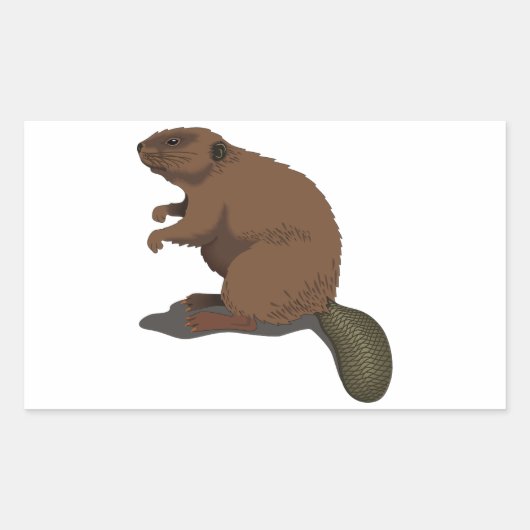 Realistische Bever Rechthoekige Sticker (Voorkant)