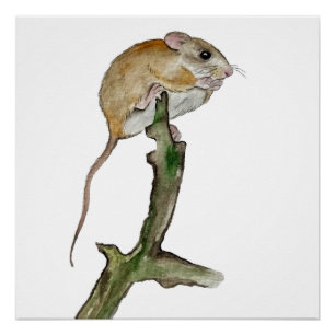 Realistische boommuis in een waterverf perfect poster
