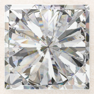 Realistische diamant: 3D close-up Glazen Onderzetter