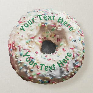 Realistische Donut met Rainbow Sprinkles Rond Kussen