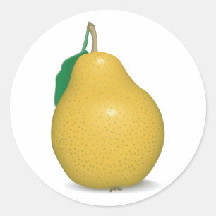 realistische gouden peer ronde sticker