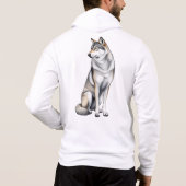 Realistische Grijze Wolf Hoodie (Achterkant)