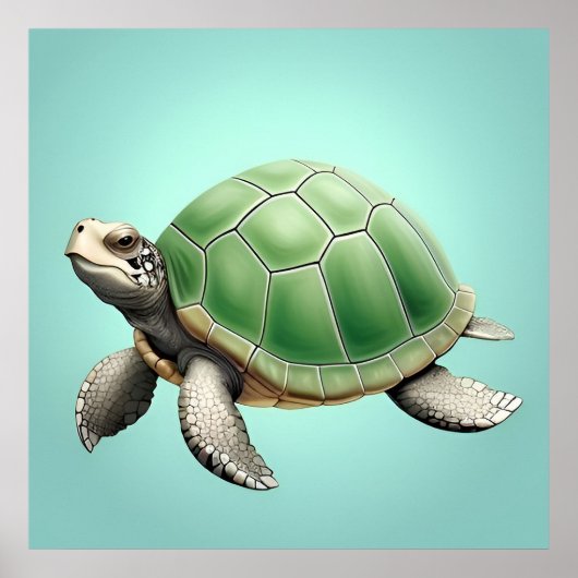 Realistische groene schildpad poster (Voorkant)