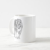 Realistische hand Drawn Bengal Tiger met schaduwen Koffiemok (Voorkant links)
