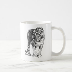 Realistische hand Drawn Bengal Tiger met schaduwen Koffiemok
