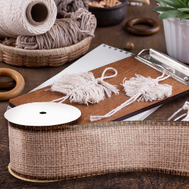 Realistische jute textuur eenvoudig rustiek roze lint