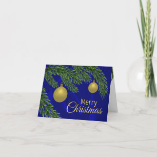 Realistische kerstboom met gouden decor bedankkaart