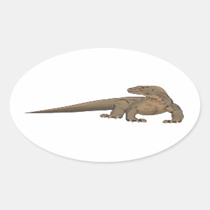 Realistische Komodo Dragon/Monitor Lizard Ovale Sticker