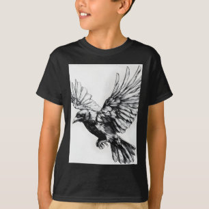 Realistische Kraai Potlood Tekening Sticker T-shirt