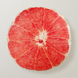 Realistische roze grapefruitplak rond kussen