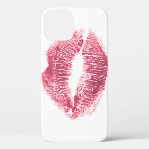 Realistische roze lippen, geïsoleerde kus iPhone 12 hoesje