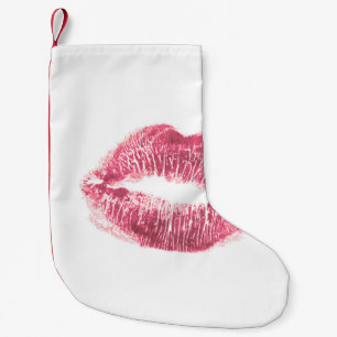 Realistische roze lippen, geïsoleerde kus kleine kerstsok