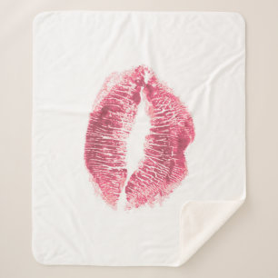 Realistische roze lippen, geïsoleerde kus sherpa deken