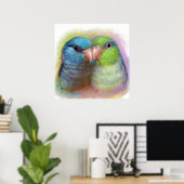 realistische schilderij van parrotlet poster (Thuiskantoor)