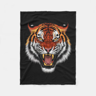 Realistische Tiger Roaring Face Dierenvrienden Fleece Deken