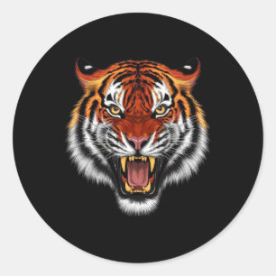 Realistische Tiger Roaring Face Dierenvrienden Ronde Sticker