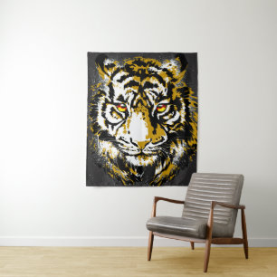 Realistische tijger - Kool tijgerkoptekening Wandkleed