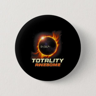 Realistische totale zonsverduistering 2024 totalit ronde button 5,7 cm