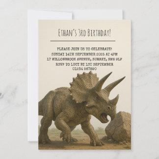 Realistische Triceratops-dinosaurus in rotsachtige Kaart