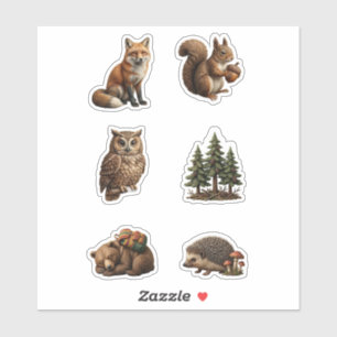 Realistische vinyl stickers van bosdieren