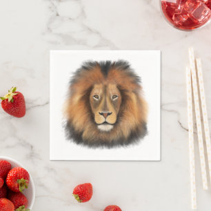 realistische waterverf leeuw, koning van de jungle servet