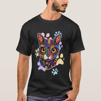 Realistische waterverfkat Schattige kat Schilder K T-shirt