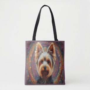 Realistische Yorkshire Terrier Hond Kleurrijke Bor Draagtas