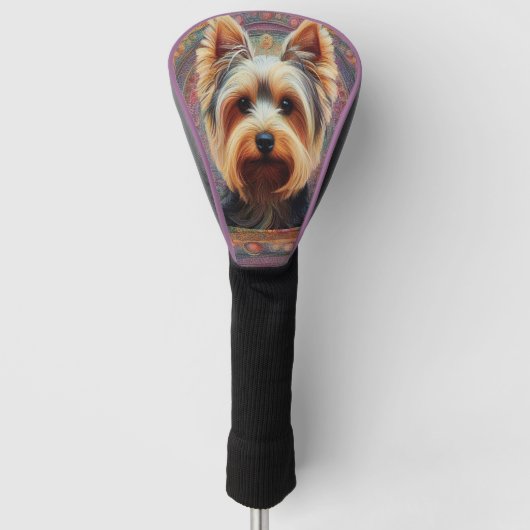 Realistische Yorkshire Terrier Hond Kleurrijke Bor Golfheadcover (Voorkant)