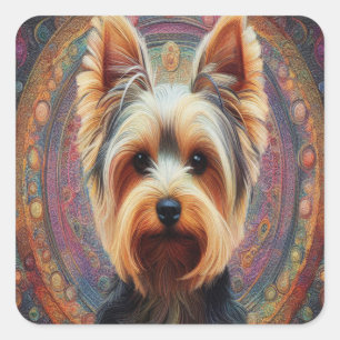 Realistische Yorkshire Terrier Hond Kleurrijke Bor Vierkante Sticker