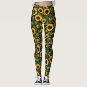 Realistische zonnebloem botanische kunst leggings