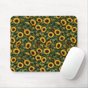 Realistische zonnebloem botanische kunst muismat